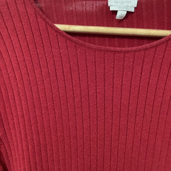 TALBOTS Red Ribbed Long Sleeve Top - Picture 2 of 6